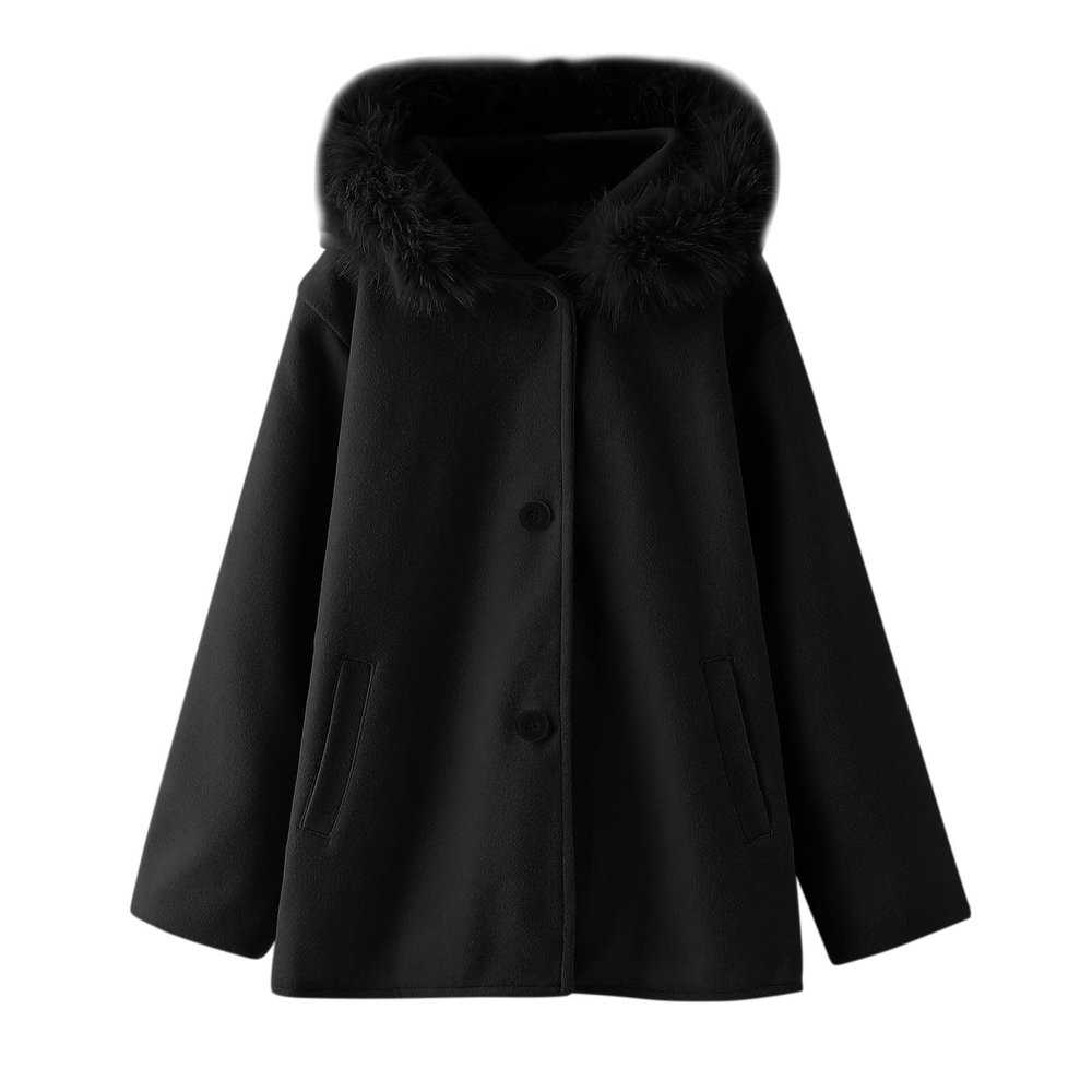 Toddler Girls Winter Windproof Coat Jacket Kids Warm Fleece Hooded Outerwear Girls Winter Dresses (Black, 4-5 Years)