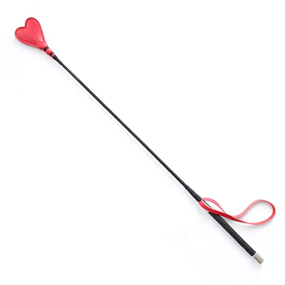 chenyesun Riding Horse Crop, Leather Whip Equestrianism Horse Crop Red Heart Horse Whip Leather Equestrian Jump Bat for Outdoor Sport