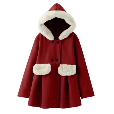 Toddler Girls Winter Windproof Coat Jacket Kids Warm Fleece Hooded Outerwear Jacket Buckle Baby Coat (Red, 3-4 Years)