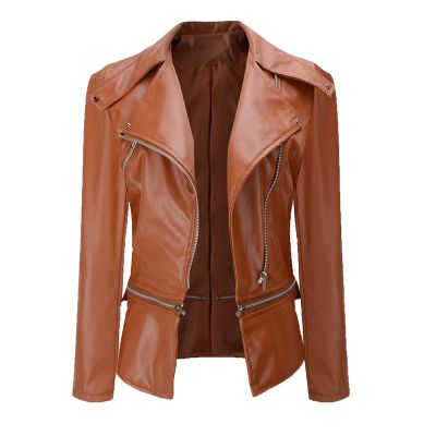JEsilunmaMY Slimming Moto Jacket Women Fashion Long Sleeve Zip Moto Biker Coat Fall Winter Casual Motorcycle Bomber Jackets (Red,Large)