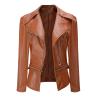 JEsilunmaMY Slimming Moto Jacket Women Fashion Long Sleeve Zip Moto Biker Coat Fall Winter Casual Motorcycle Bomber Jackets (Red,Large) view 1