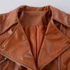 JEsilunmaMY Slimming Moto Jacket Women Fashion Long Sleeve Zip Moto Biker Coat Fall Winter Casual Motorcycle Bomber Jackets (Red,Large) view 3