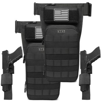 ATBP Motorcycle Tactical Drop Leg Thigh Bag with Holster Handgun Firearm Pistol Bag for Men Hunting Shooting Range Additional 3 Magazine Storage Slots