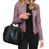 JEsilunmaMY Womens Leather Jacket Fashion Long Sleeve Zip Bomber Jackets Fall Winter Lightweight Motorcycle Blazer Coat (Purple,Medium) view 1