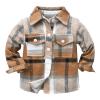 Kids Toddler Baby Boys Autumn Winter Plaid Cotton Long Sleeve Cardigan Jacket Clothes Fleece for (Coffee, 4-5 Years) view 1