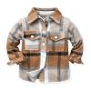 Kids Toddler Baby Boys Autumn Winter Plaid Cotton Long Sleeve Cardigan Jacket Clothes Fleece for (Coffee, 4-5 Years) view 2