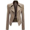 JEsilunmaMY Slimming Moto Jacket Women Fashion Long Sleeve Zip Moto Biker Coat Fall Winter Casual Motorcycle Bomber Jackets (Apricot,Small) view 1