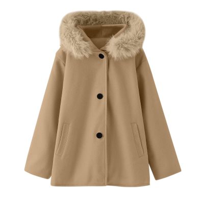 Toddler Girls Winter Windproof Coat Jacket Kids Warm Fleece Hooded Outerwear Girls Winter Dresses (Khaki, 1-2 Years)