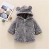 Kids Coat Winter Jacket Girls Boys Hooded Soild Cartoon Ears Toddler Outwear Windproof Warm Girls (Grey, 3-6 Months) view 4