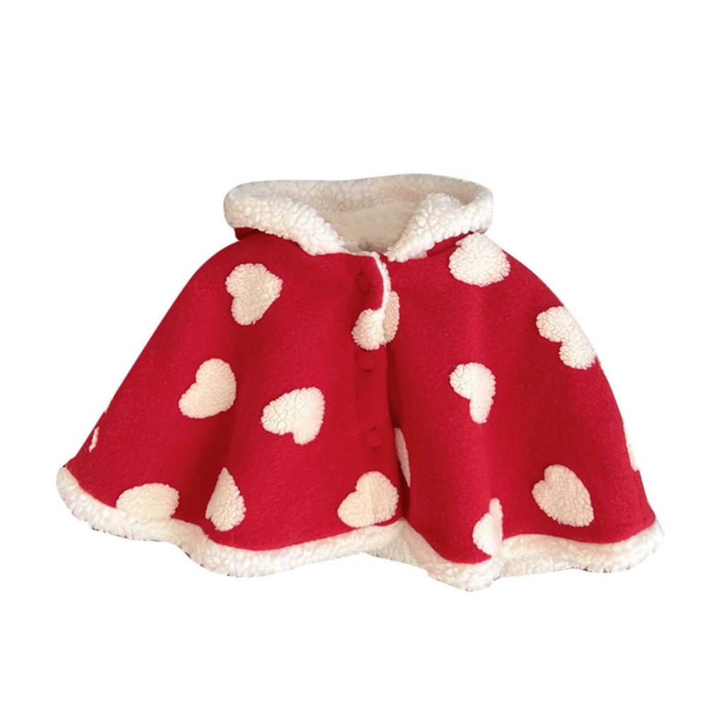 Baby Toddler Boys Girls Wool Blend Winter Hooded Outerwear Capes Poncho Coat Girls Coat (Red, 0-6 Months)