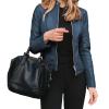 JEsilunmaMY Womens Leather Jacket Fashion Long Sleeve Zip Bomber Jackets Fall Winter Lightweight Motorcycle Blazer Coat (Blue1,Small) view 1