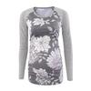 Long Sleeve Printed Maternity Top Maternity Shirt Mock Neck Bodysuit Supersoft Standard-Fit Shirttail Hem Shirt (Grey,Small) view 1