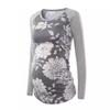 Long Sleeve Printed Maternity Top Maternity Shirt Mock Neck Bodysuit Supersoft Standard-Fit Shirttail Hem Shirt (Grey,Small) view 2
