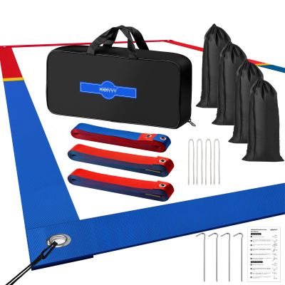 XXXYYY Professional Beach Volleyball Lines for Sand 2 inch, Better Visible, Upgraded Weather Resistance, Stainless Anchors & Sand Bags, Official Size 26.3' X 52.6' - Red and Blue