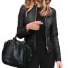 Womens Leather Jacket Fashion Long Sleeve Zip Bomber Jackets Fall Winter Lightweight Motorcycle Blazer Coat (Black,X-Large) view 1