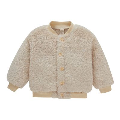 Toddler Kids Plush Coat Warm Cardigan Jacket Baby Boys Girls Autumn Winter Buttons Lightweight Long (Beige, 4-5 Years)