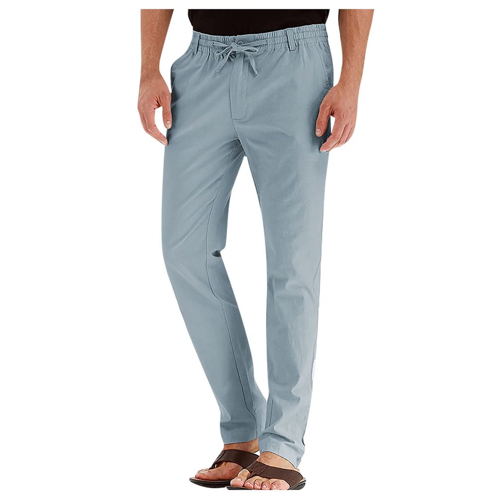Ymosrh Black Work Pants, Mens Casual Work Pants Workout with Pockets Cotton Joggers Pack Men's Casual Pants Loose Large Elastic Waist Versatile Solid Color Sweatpants Sweats Man (XL, Light Blue)