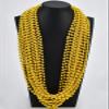 16 PCS 7mm Mardi Gras Bead Gold Faux Pearl Beads Necklaces Bulk Party Favor Plastic Play Pearl for 32" Carnival Necklaces Christmas Party St. Patrick's Day Costume Necklace view 3