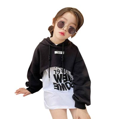 Kids Toddler Girls Letter Princess Dress Top T Shirt Long Sleeve Patchwork Sweatshirt Hoodie Outfit (Black, 4-5 Years)