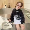 Kids Toddler Girls Letter Princess Dress Top T Shirt Long Sleeve Patchwork Sweatshirt Hoodie Outfit (Black, 4-5 Years) view 3