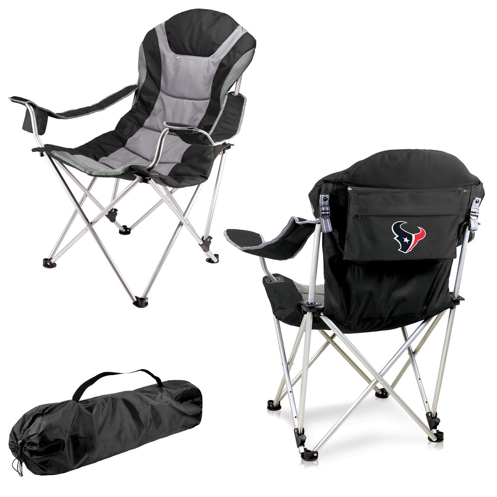 Picnic TIME NFL Reclining Camp, Beach Adults, Sports Chair with Carry Bag, 36 x 33 x 42, Black with Gray Accents (803-00-175-134-2)