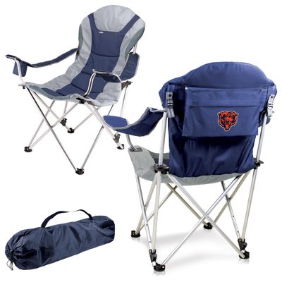 Picnic TIME NFL Chicago Bears Reclining Camp Chair, Beach Chair for Adults, Sports Chair with Carry Bag, (Navy Blue with Gray Accents)
