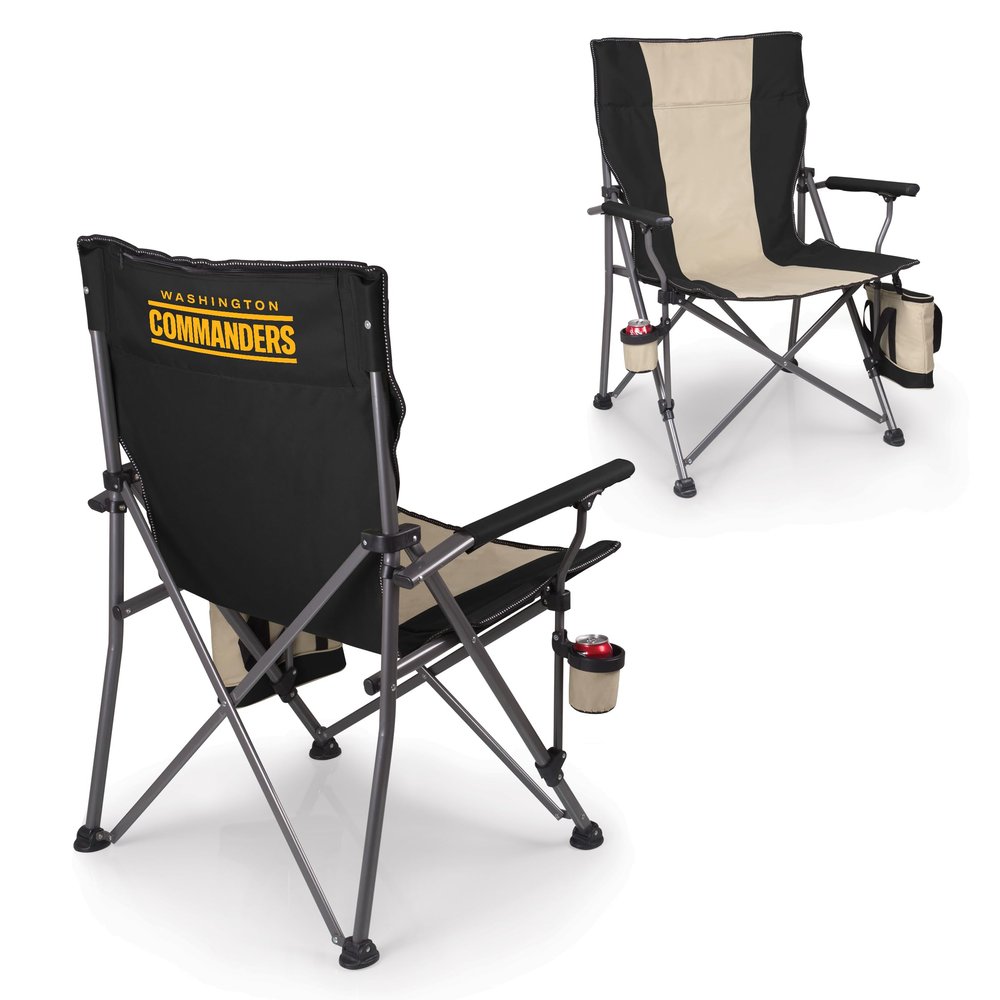 Picnic TIME NFL Washington Commanders Big Bear XXL Camp Chair with Cooler, Heavy Duty Beach Chair, 500 lb Capacity Camping Chair with Carry Bag, (Black)