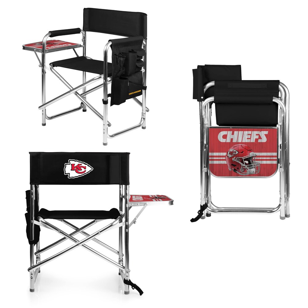 PICNIC TIME NFL Kansas City Chiefs Sports Chair with Side Table, Beach Chair, Camp Chair for Adults