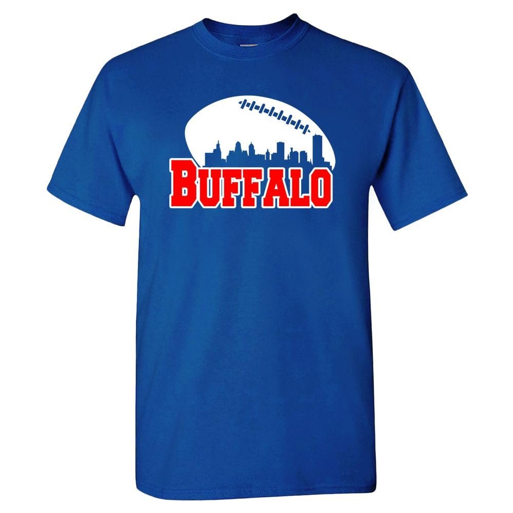 Buffalo Football Skyline Men's Fan T-Shirt (Royal Shirt, 4XL)