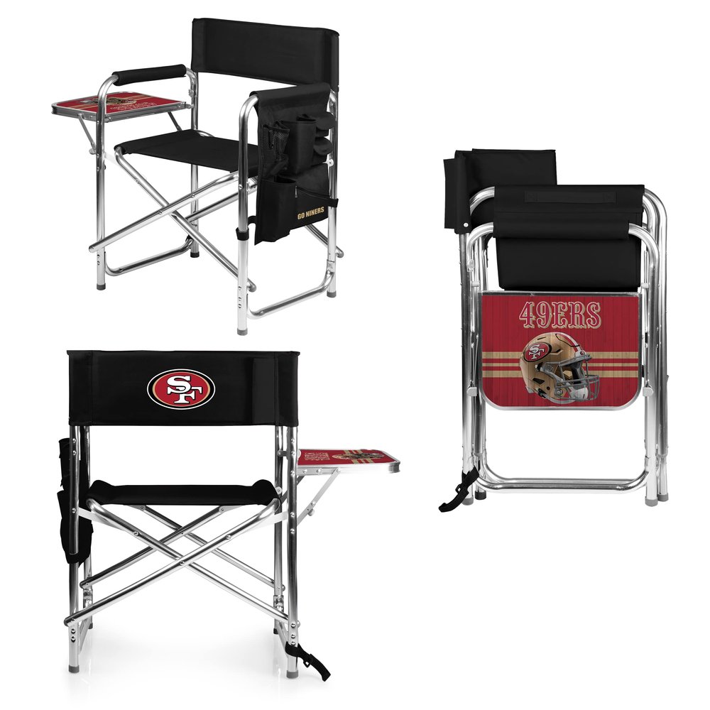 PICNIC TIME NFL San Francisco 49ers Sports Chair with Side Table, Beach Chair, Camp Chair for Adults