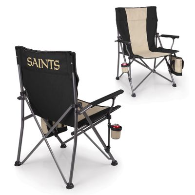 Picnic TIME NFL New Orleans Saints Big Bear XXL Camp Chair with Cooler, Heavy Duty Beach Chair, 500 lb Capacity Camping Chair with Carry Bag, (Black)