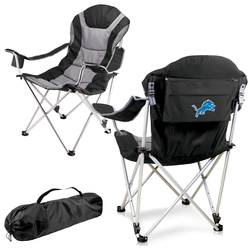 Picnic TIME NFL Reclining Camp, Beach Adults, Sports Chair with Carry Bag, 36 x 33 x 42, Black with Gray Accents (803-00-175-114-2)