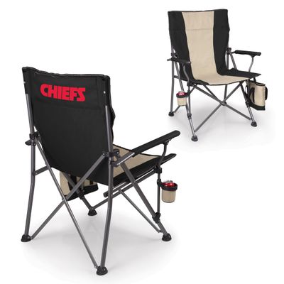 Picnic TIME NFL Kansas City Chiefs Big Bear XXL Camp Chair with Cooler, Heavy Duty Beach Chair, 500 lb Capacity Camping Chair with Carry Bag, (Black)