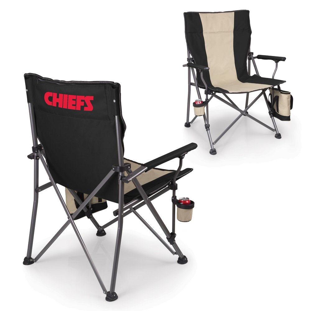 Picnic TIME NFL Kansas City Chiefs Big Bear XXL Camp Chair with Cooler, Heavy Duty Beach Chair, 500 lb Capacity Camping Chair with Carry Bag, (Black)