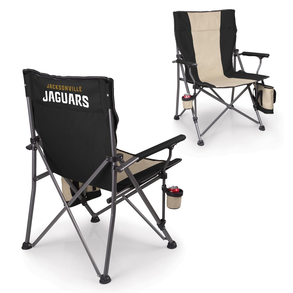 Picnic TIME NFL Jacksonville Jaguars Big Bear XXL Camp Chair with Cooler, Heavy Duty Beach Chair, 500 lb Capacity Camping Chair with Carry Bag, (Black)