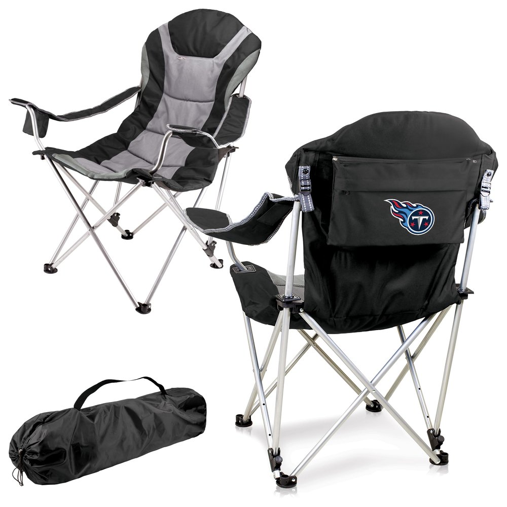 Picnic TIME NFL Reclining Camp, Beach Adults, Sports Chair with Carry Bag, 36 x 33 x 42, Black with Gray Accents (803-00-175-314-2)