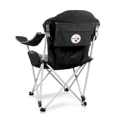 Picnic TIME NFL Reclining Camp, Beach Adults, Sports Chair with Carry Bag, 36 x 33 x 42, Black with Gray Accents (803-00-175-254-2)