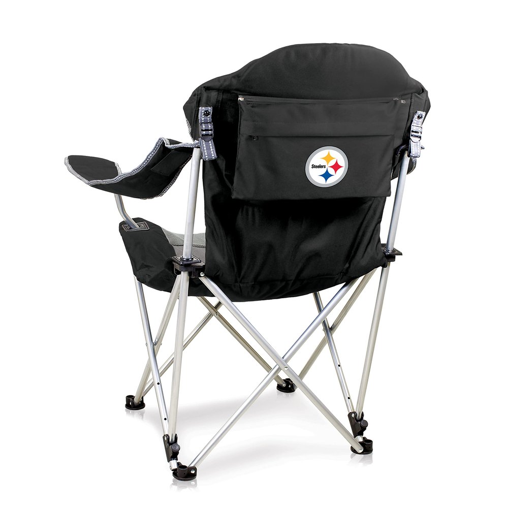 Picnic TIME NFL Reclining Camp, Beach Adults, Sports Chair with Carry Bag, 36 x 33 x 42, Black with Gray Accents (803-00-175-254-2)