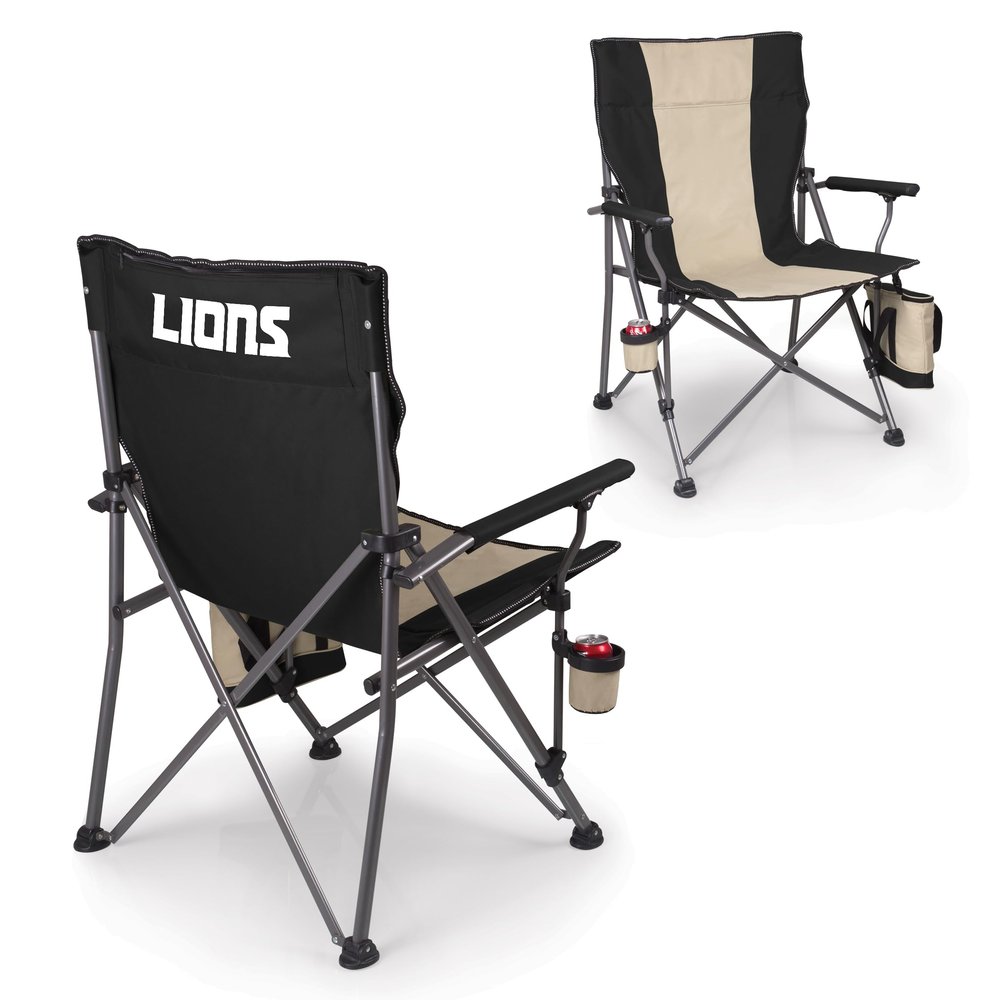Picnic TIME NFL Detroit Lions Big Bear XXL Camp Chair with Cooler, Heavy Duty Beach Chair, 500 lb Capacity Camping Chair with Carry Bag, (Black)