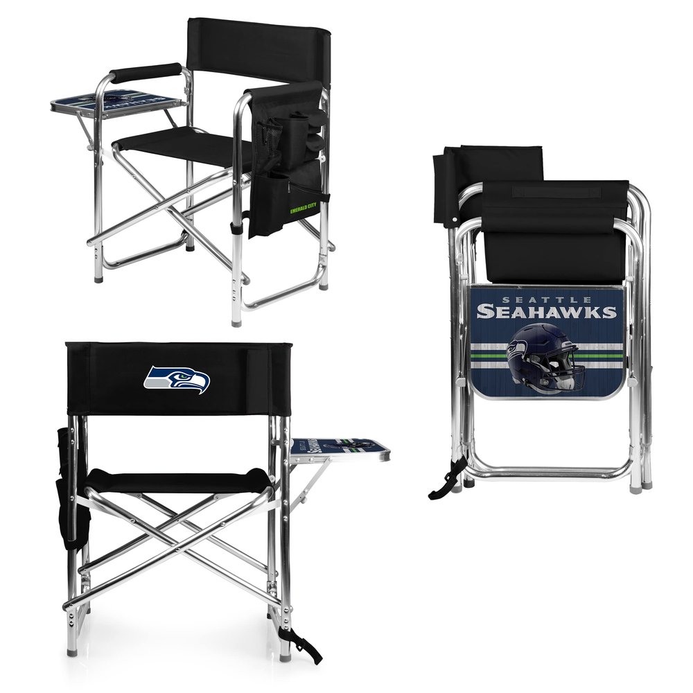 PICNIC TIME NFL Seattle Seahawks Sports Chair with Side Table, Beach Chair, Camp Chair for Adults