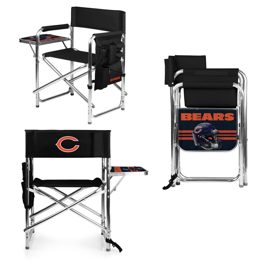 PICNIC TIME NFL Chicago Bears Sports Chair with Side Table, Beach Chair, Camp Chair for Adults