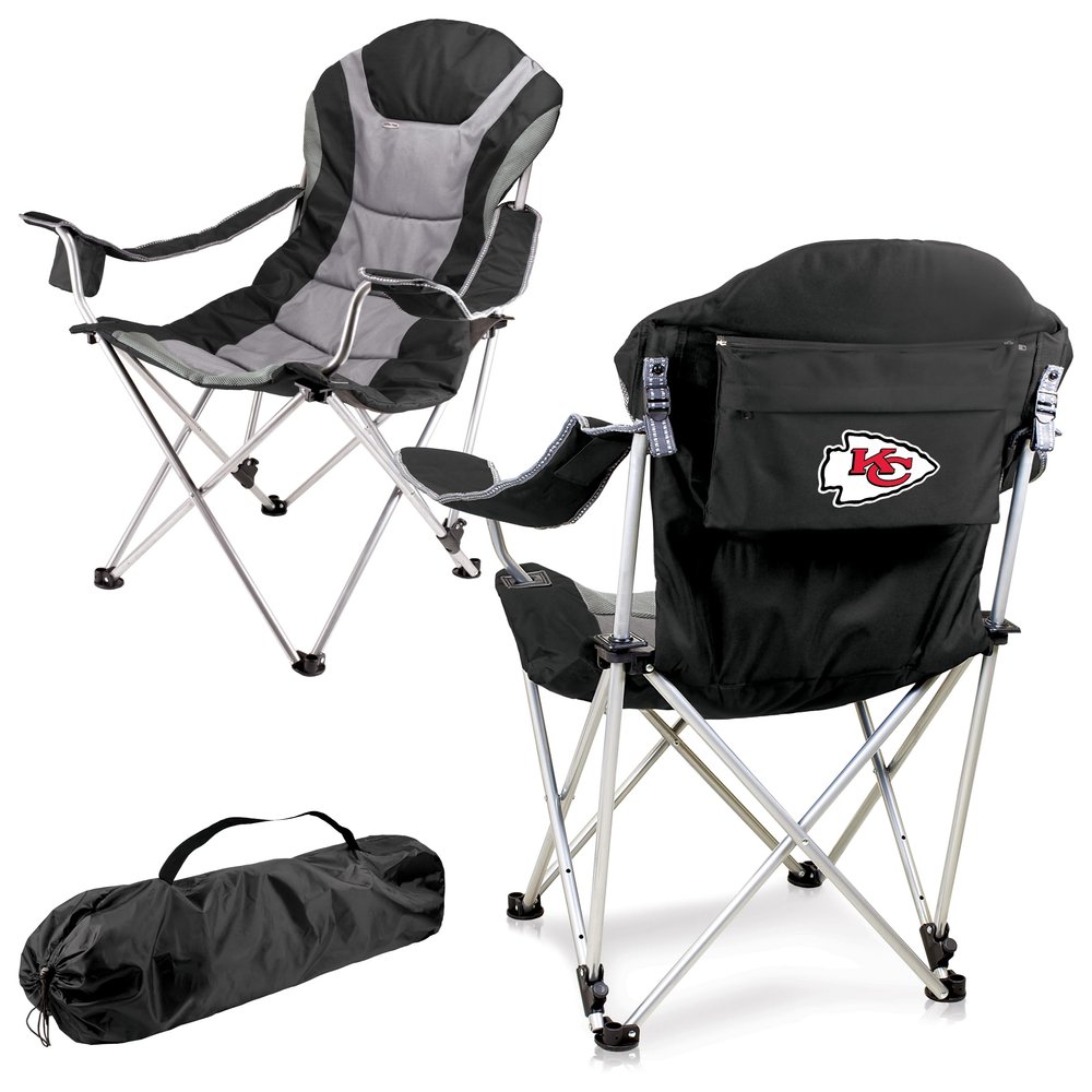 Picnic TIME NFL Reclining Camp, Beach Adults, Sports Chair with Carry Bag, 36 x 33 x 42, Black with Gray Accents (803-00-175-164-2)