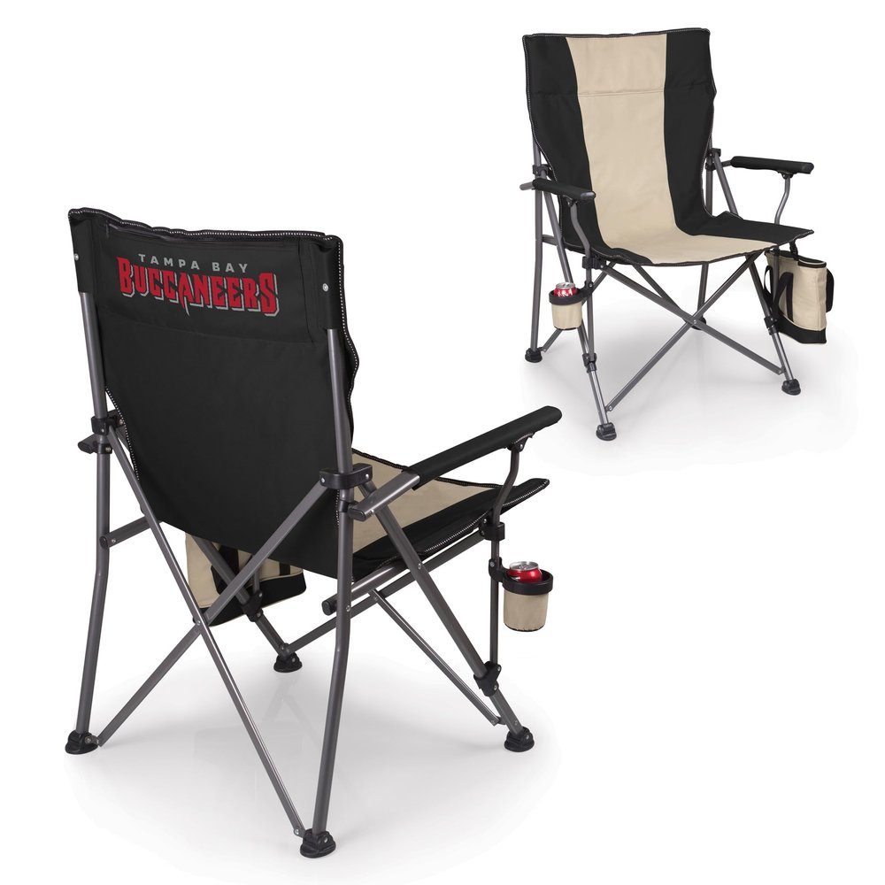 Picnic TIME NFL Tampa Bay Buccaneers Big Bear XXL Camp Chair with Cooler, Heavy Duty Beach Chair, 500 lb Capacity Camping Chair with Carry Bag, (Black)