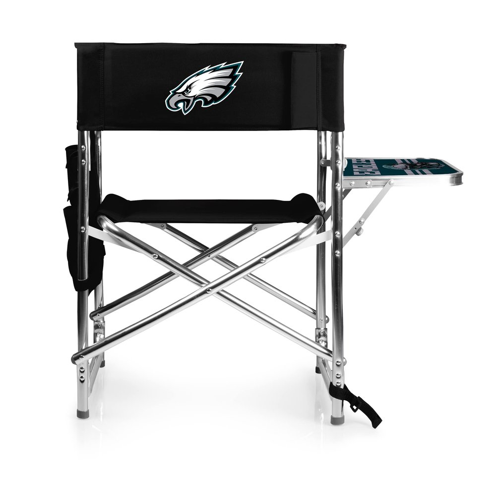 PICNIC TIME NFL Philadelphia Eagles Sports Chair with Side Table, Beach Chair, Camp Chair for Adults