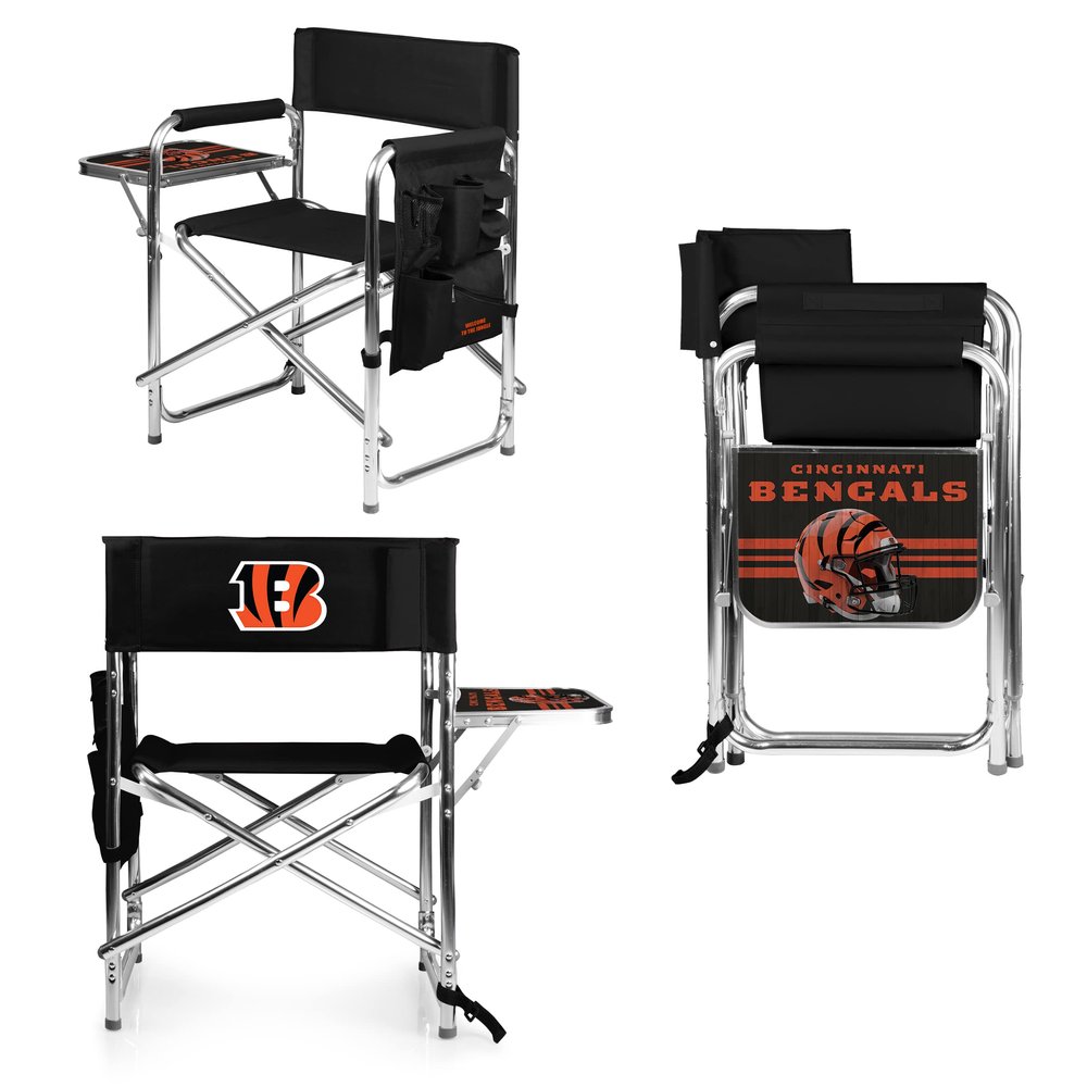 PICNIC TIME NFL Cincinnati Bengals Sports Chair with Side Table, Beach Chair, Camp Chair for Adults