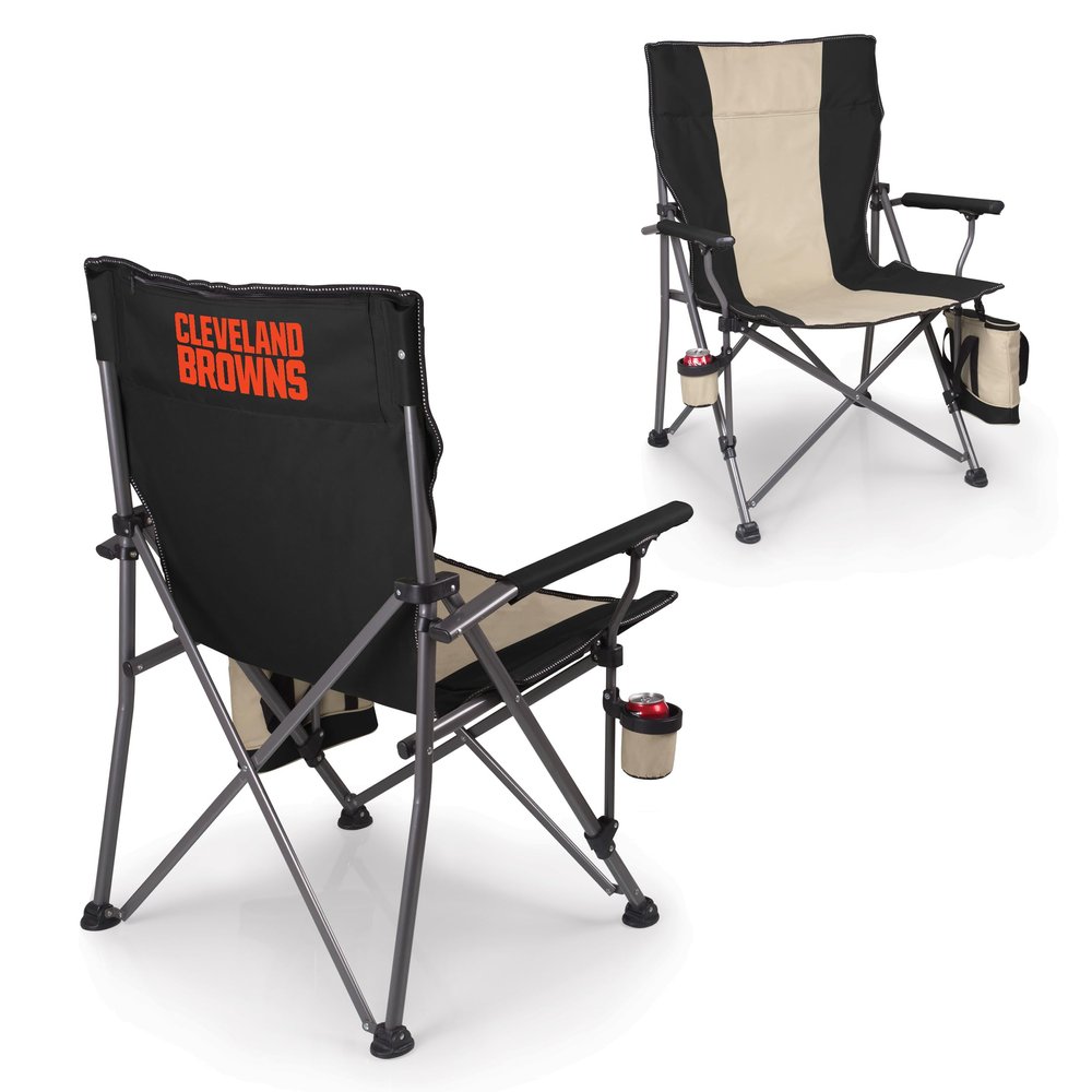 Picnic TIME NFL Cleveland Browns Big Bear XXL Camp Chair with Cooler, Heavy Duty Beach Chair, 500 lb Capacity Camping Chair with Carry Bag, (Black)