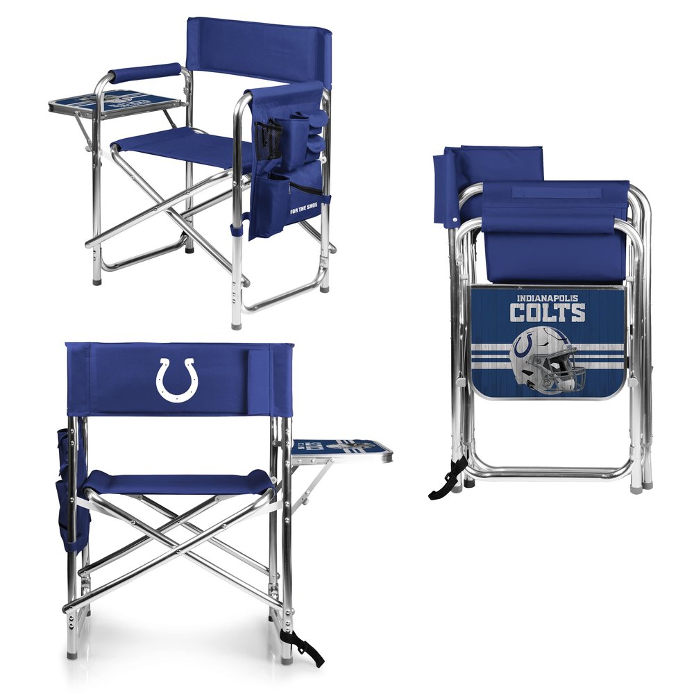 PICNIC TIME NFL Indianapolis Colts Sports Chair with Side Table, Beach Chair, Camp Chair for Adults