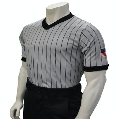 Smitty | USA-205 | Premium Grey Basketball Wrestling Referee Shirt w/Sublimated Flag | Made in USA | Official's Choice! (3XL)
