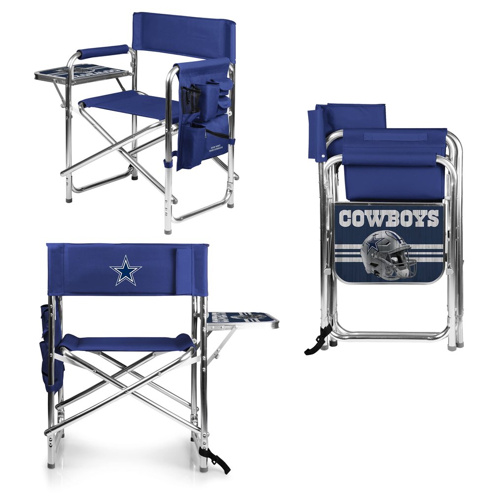 PICNIC TIME NFL Dallas Cowboys Sports Chair with Side Table, Beach Chair, Camp Chair for Adults