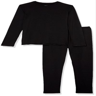 Fruit of the Loom Girls' Performance Baselayer Thermal Set, Black, 7/8